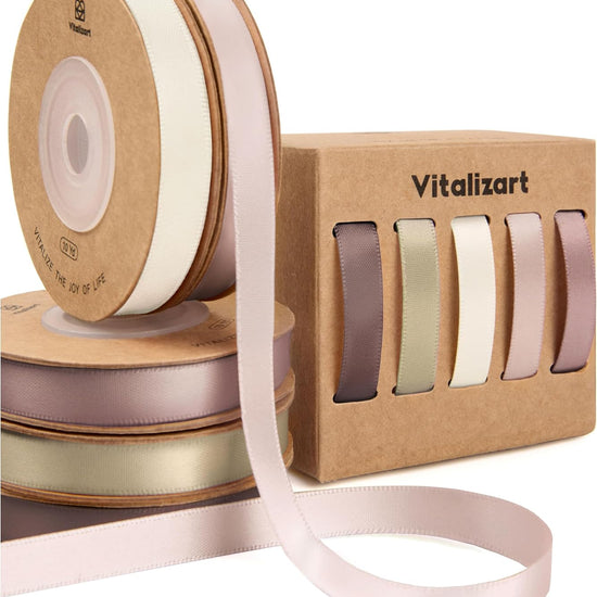 Double Face Satin Ribbon 3/8"x 50Yd (Nude & Pink) - Vitalizart
