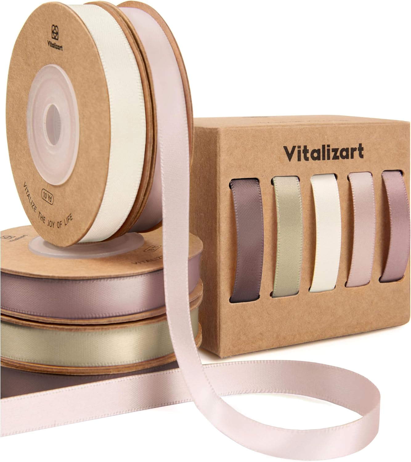 Double Face Satin Ribbon 3/8"x 50Yd (Nude & Pink) - Vitalizart