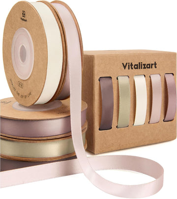 Double Face Satin Ribbon 3/8"x 50Yd (Nude & Pink) - Vitalizart