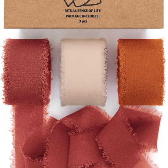 Chiffon Silk Ribbon 1" x 21 Yd (Terracotta & Orange) - Vitalizart
