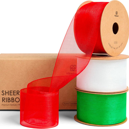 Organza Sheer Ribbon 1.5" x 30 Yd (Christmas ) - Vitalizart