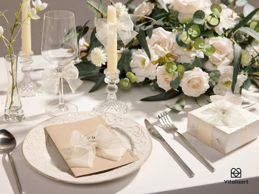 Organza Sheer Ribbon 1.5" x 30 Yd (Cream & White ) - Vitalizart