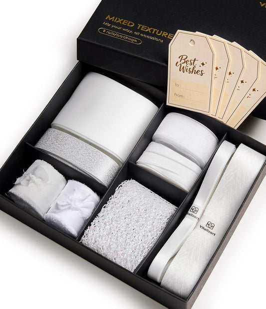 Vitalizart Luxury White Ribbon Set – 30 Yards(White 30 yd)