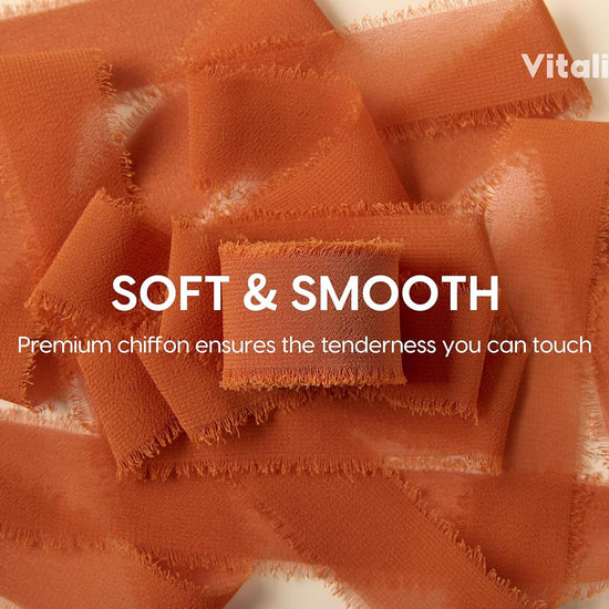 Chiffon Silk Ribbon 1" x 21 Yd (Terracotta & Orange) - Vitalizart