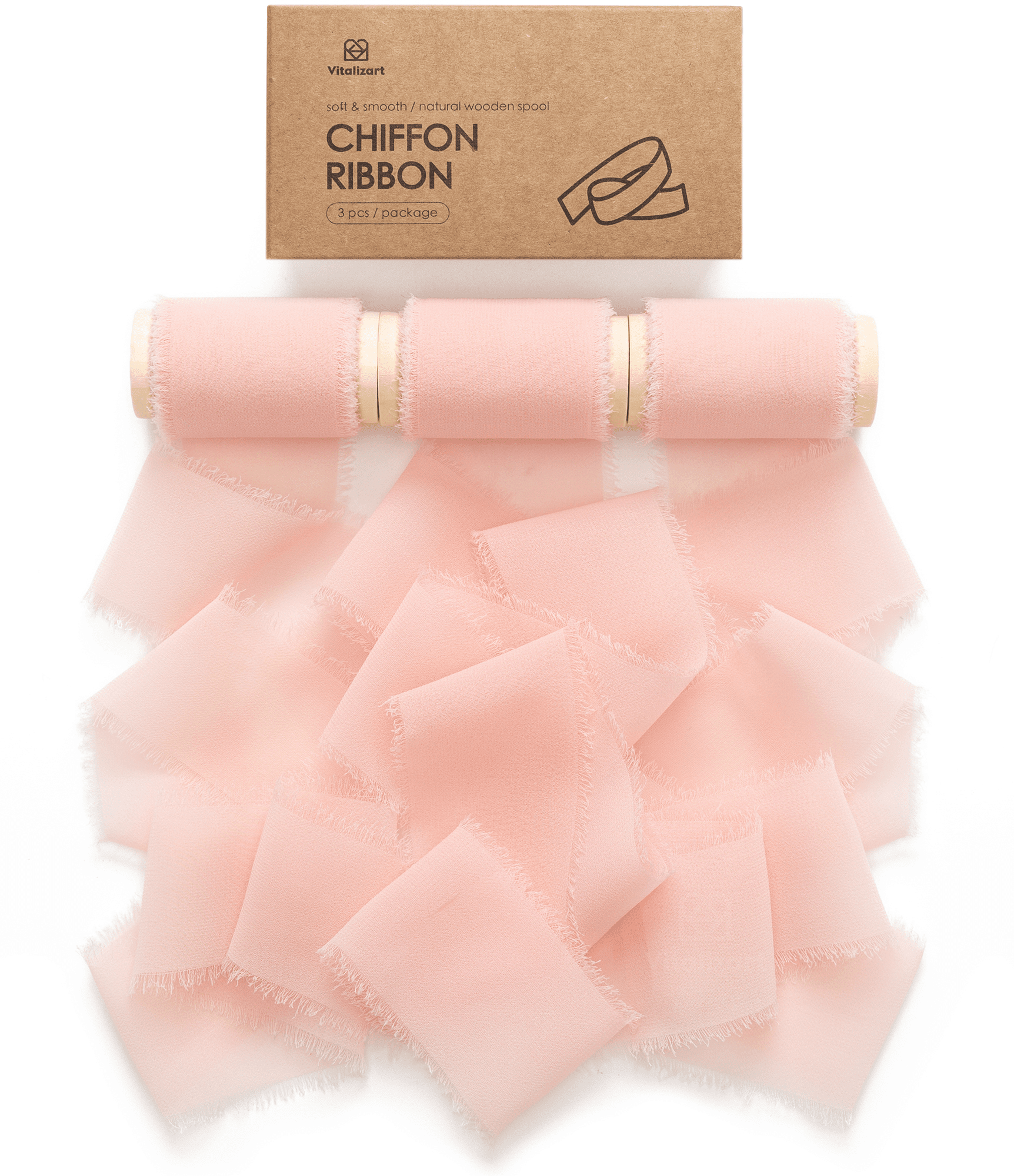 Chiffon Ribbon with Wooden Spool 2" x 15 Yd (Pink) - Vitalizart