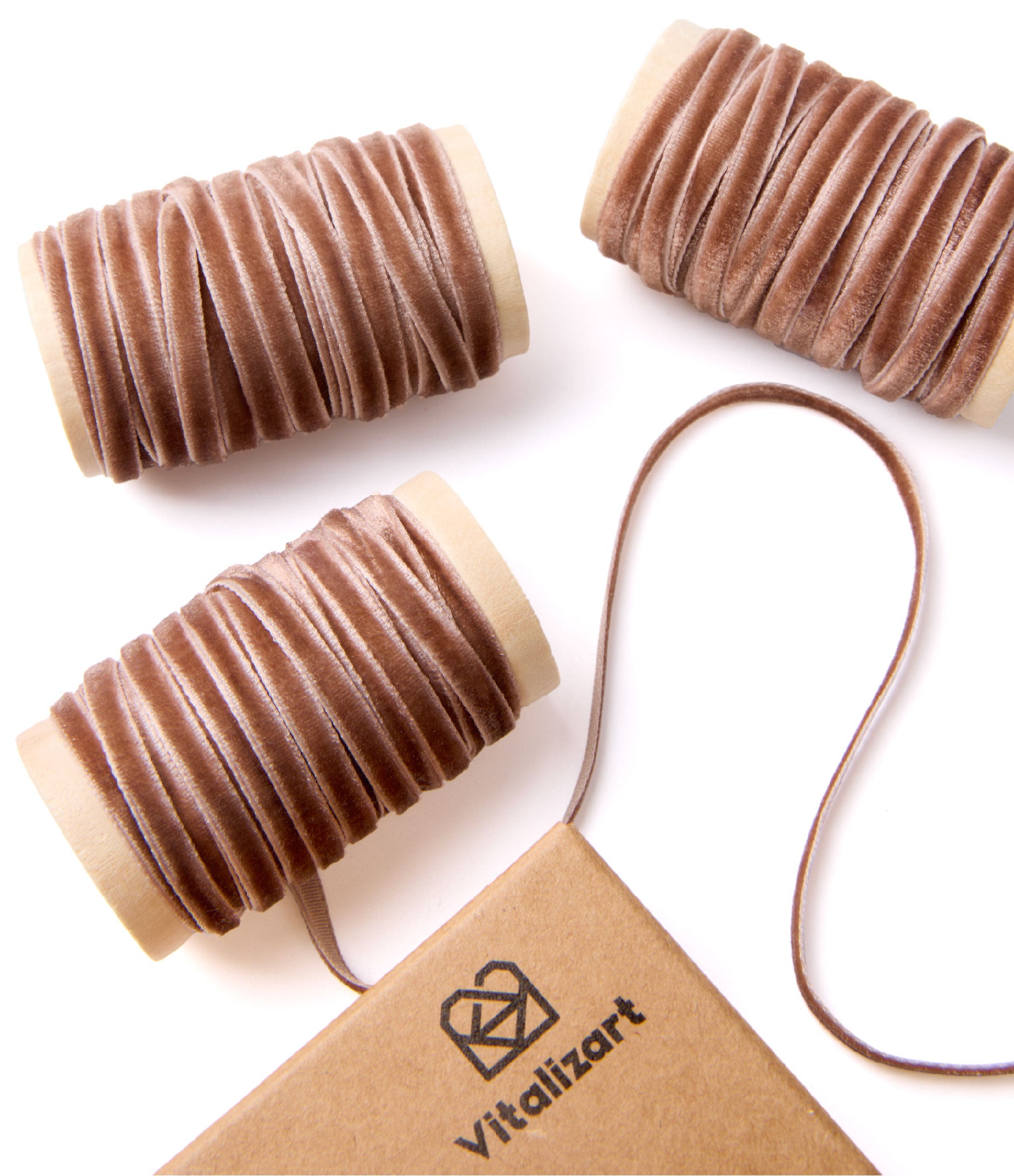 Thin Velvet Ribbon 1/8" x 30 Yard Christmas Decoration Tree Ornaments (Khaki) - Vitalizart