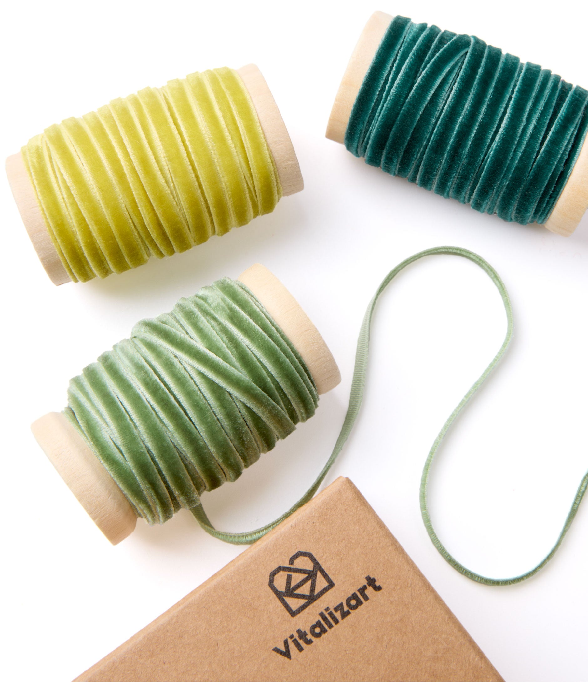 Thin Velvet Ribbon 1/8" x 30 Yard Christmas Decoration Tree Ornaments (Green Series) - Vitalizart