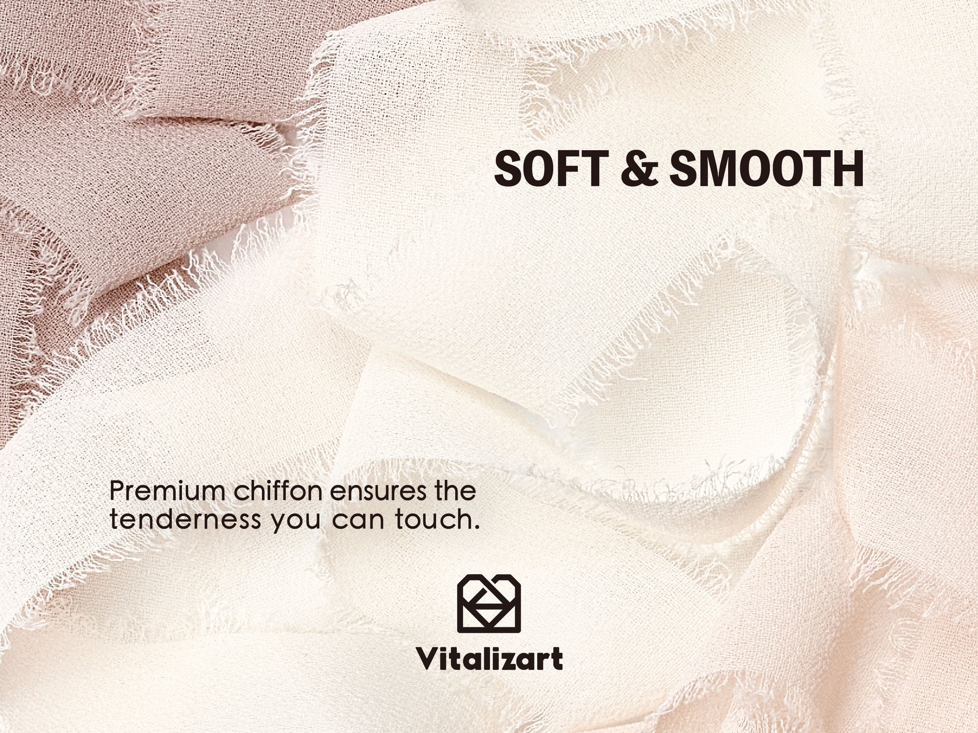 Chiffon Silk Ribbon 1" x 21 Yd (Nude & White) - Vitalizart