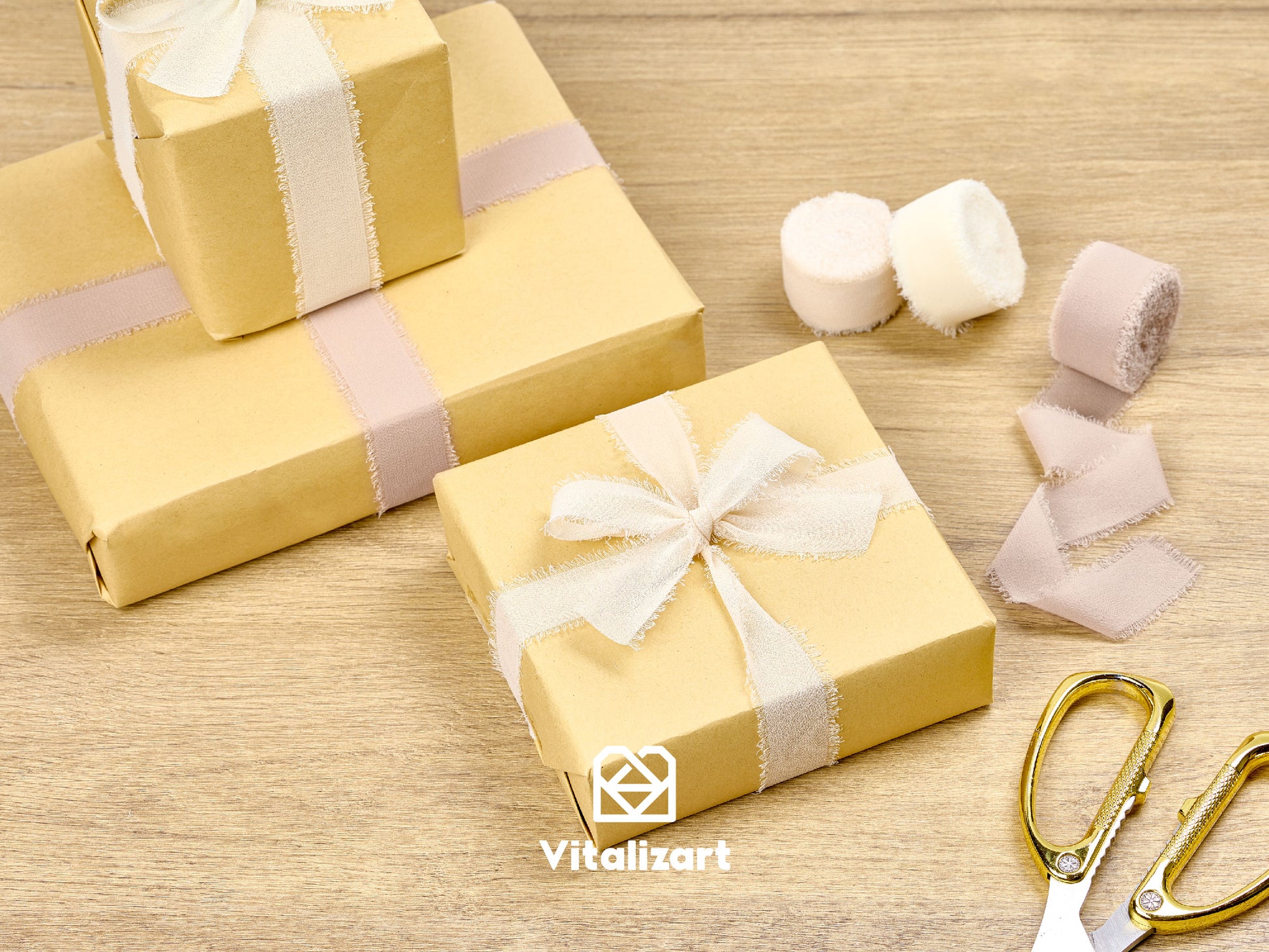 Chiffon Silk Ribbon 1" x 21 Yd (Nude & White) - Vitalizart