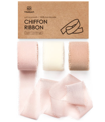 Chiffon Silk Ribbon 1" x 21 Yd (Pink & White)