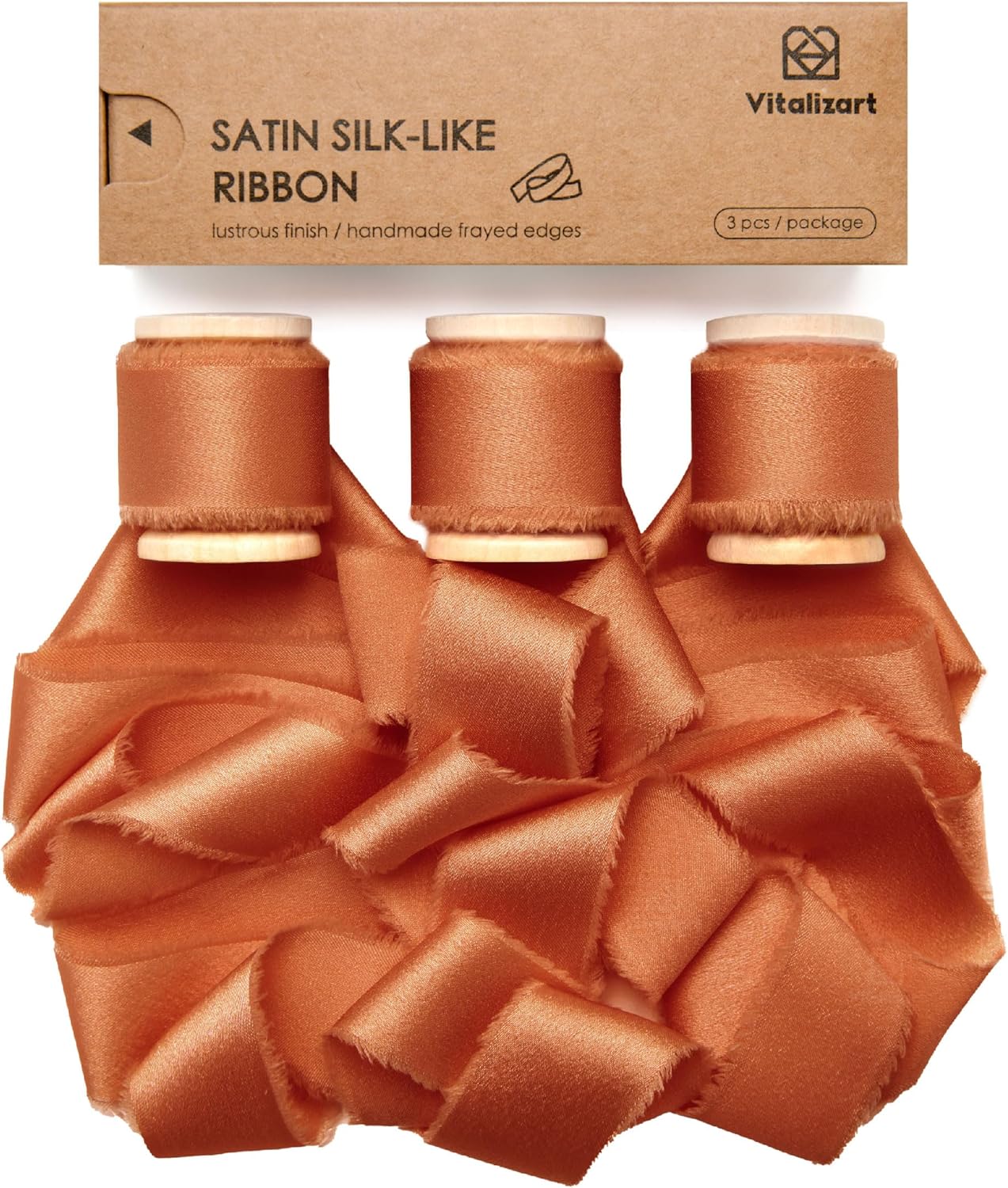 Silk Satin Ribbon With Wooden Spool 1" x 15 Yd (Dusty Blue) - Vitalizart