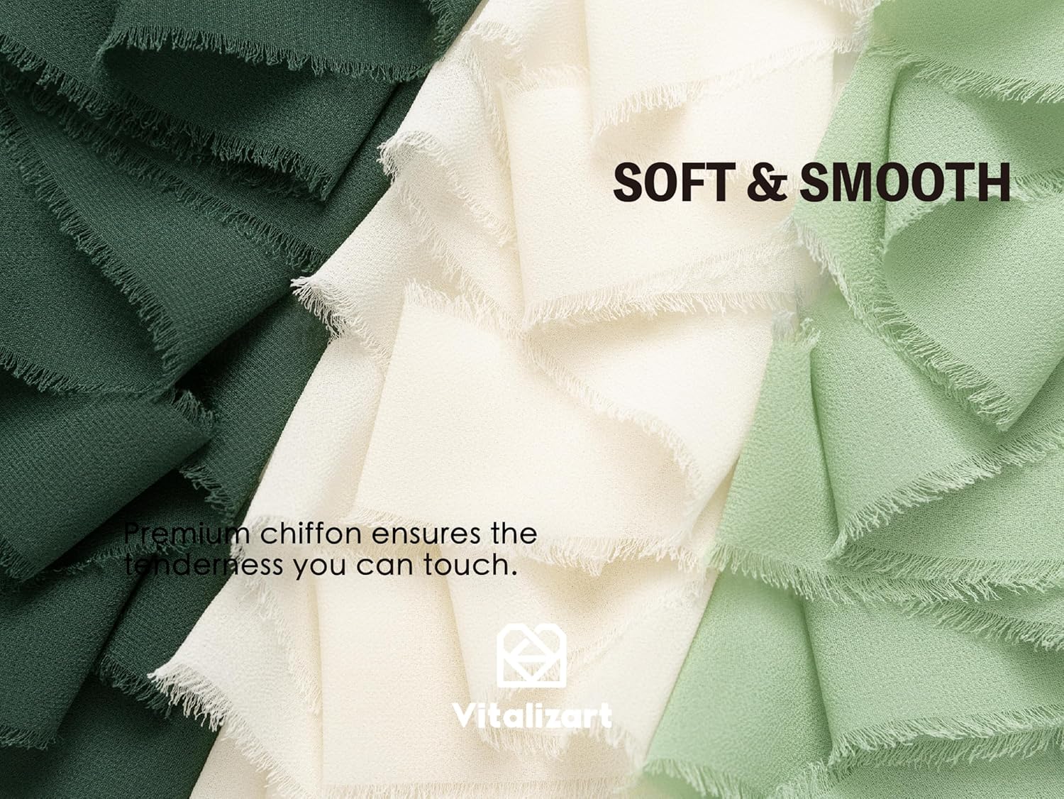 FRINGE CHIFFON SILK RIBBON 1" X 21YD (Cream & Green) - Vitalizart