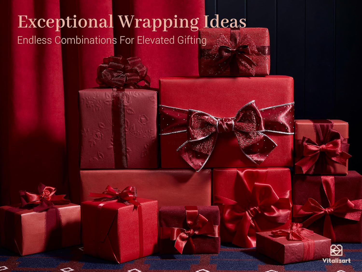 Vitalizart Luxury Purple Ribbon Set – 40 Yards(9 Textures)9 Red Ribbons 40Yd - Vitalizart