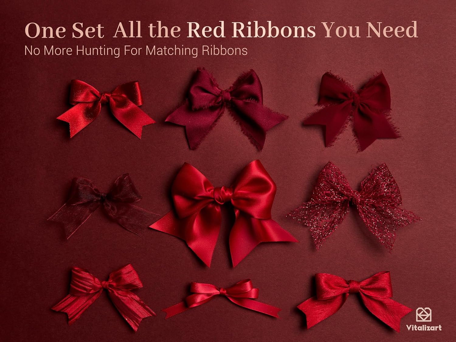 Vitalizart Luxury White Ribbon Set – 30 Yards(Red 30 yd)