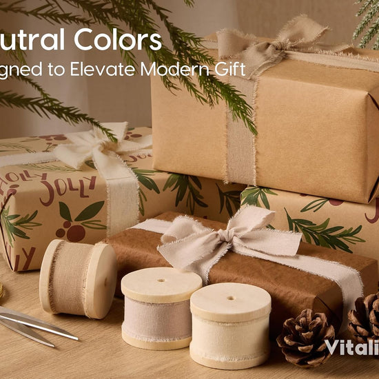 Vitalizart Ribbon Cotton Handmade Fringe 1" x 15 Yd Pure Natural Cotton Ribbons ( Nude & Ivory) - Vitalizart