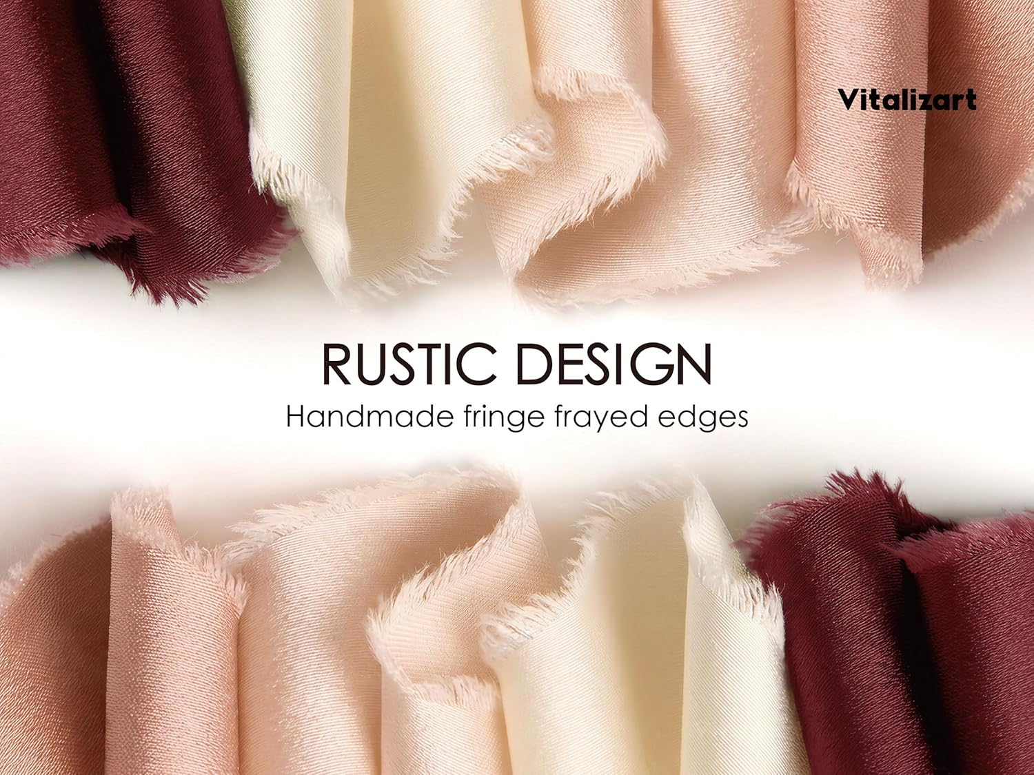 Frayed Fringe Silk Satin Ribbon 1" x 30 Yard (Burgundy) - Vitalizart