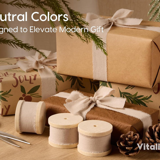 Vitalizart Ribbon Cotton Handmade Fringe 1" x 15 Yd Pure Natural Cotton Ribbons (Light Nude) - Vitalizart