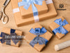 FRAYED FRINGE SILK SATIN RIBBON 1" X 25 YARD (Blue & White) - Vitalizart