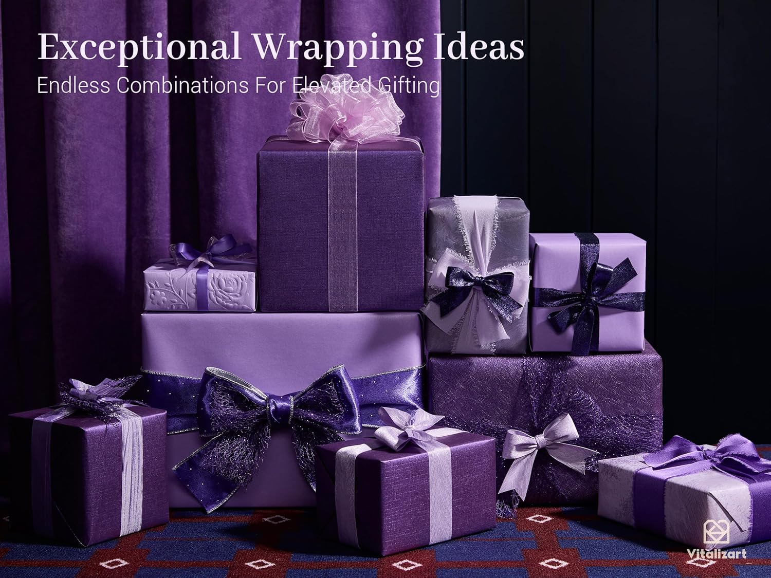 Vitalizart Luxury Purple Ribbon Set – 40 Yards(9 Textures)9 Purple Ribbons 40Yd