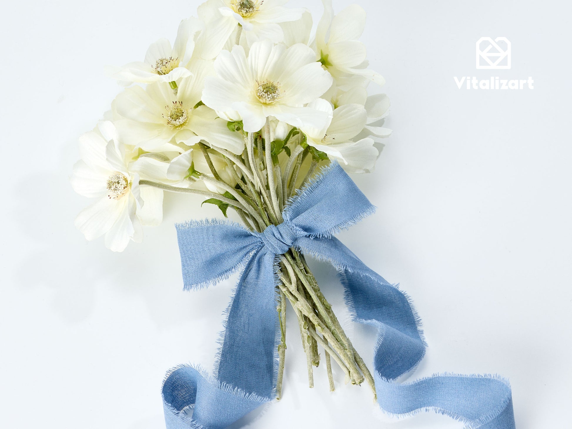 Cotton Ribbon Handmade Fringe 1.5" x 15 Yd (Blue & Cream) - Vitalizart