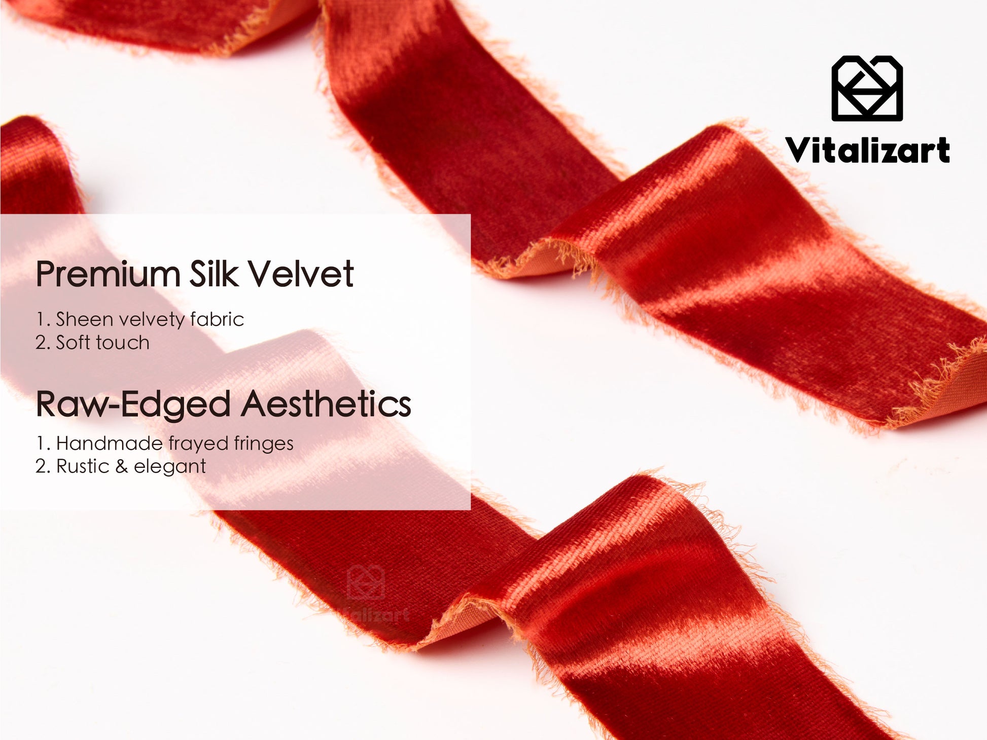 Frayed Edges Glossy Velvet Ribbon For Christmas 1.5"x 4.5YD (Christmas Color) - Vitalizart