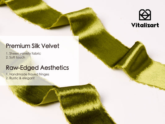 Frayed Edges Glossy Velvet Ribbon For Christmas 1.5"x 4.5YD (Green & White)