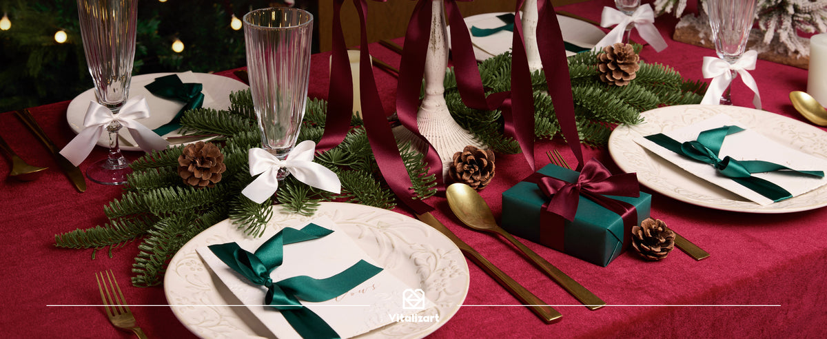 Vitalizart white satin ribbon shown in decorative gift and event applications