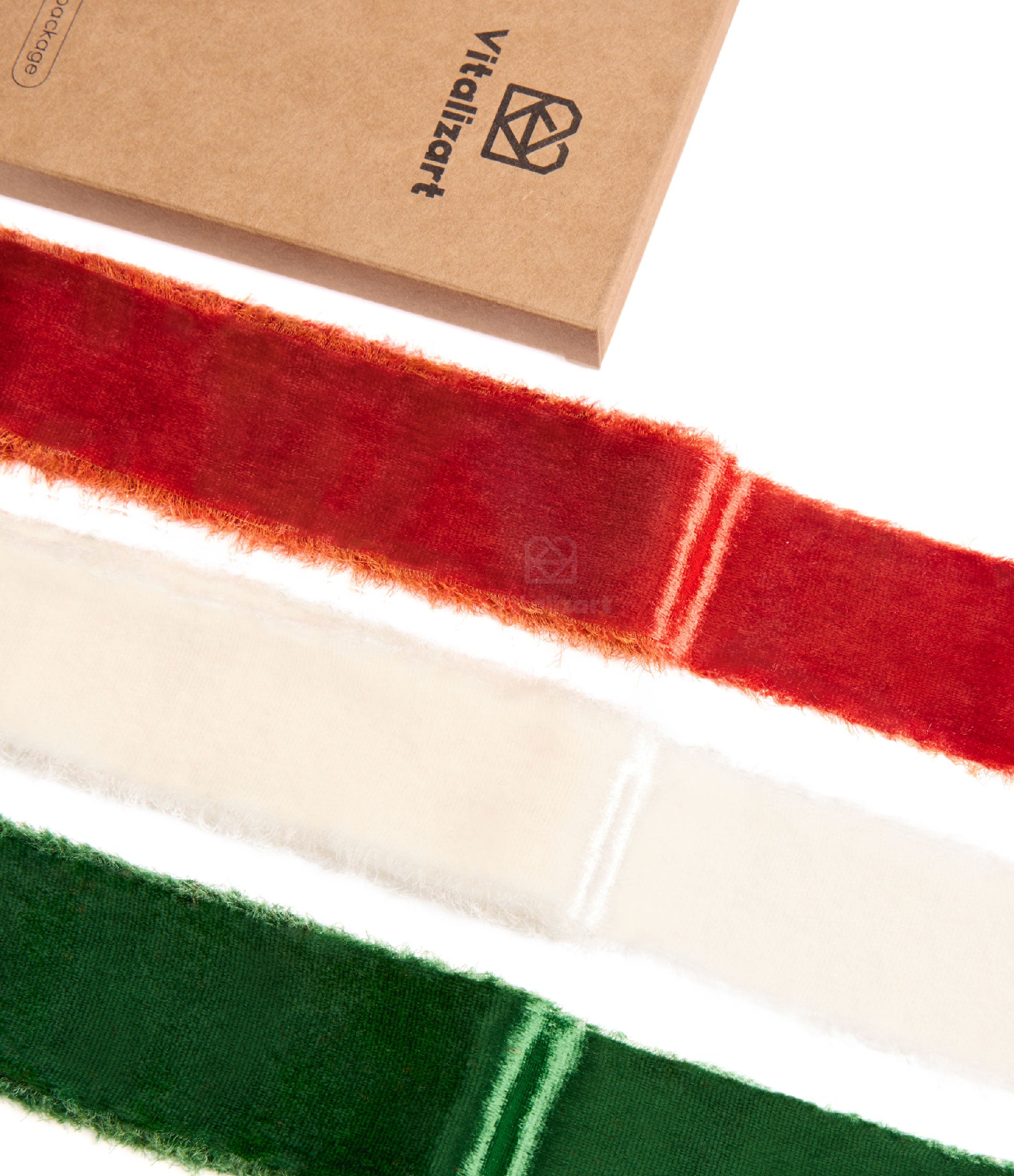 Frayed Edges Glossy Velvet Ribbon For Christmas 1.5"x 4.5YD (Christmas Color) - Vitalizart