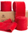 Frayed Fringe Velvet Ribbon for Christmas 1.5" x 6 Yd (Burgundy Red) - Vitalizart