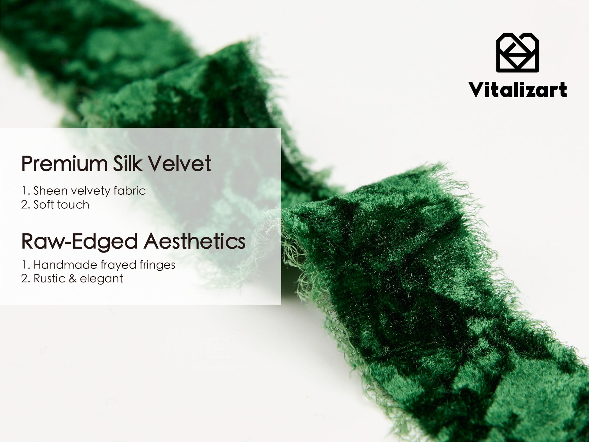 Velvet Ribbon for Christmas Frayed Edges Glossy 1" X 5 YD (Green) - Vitalizart