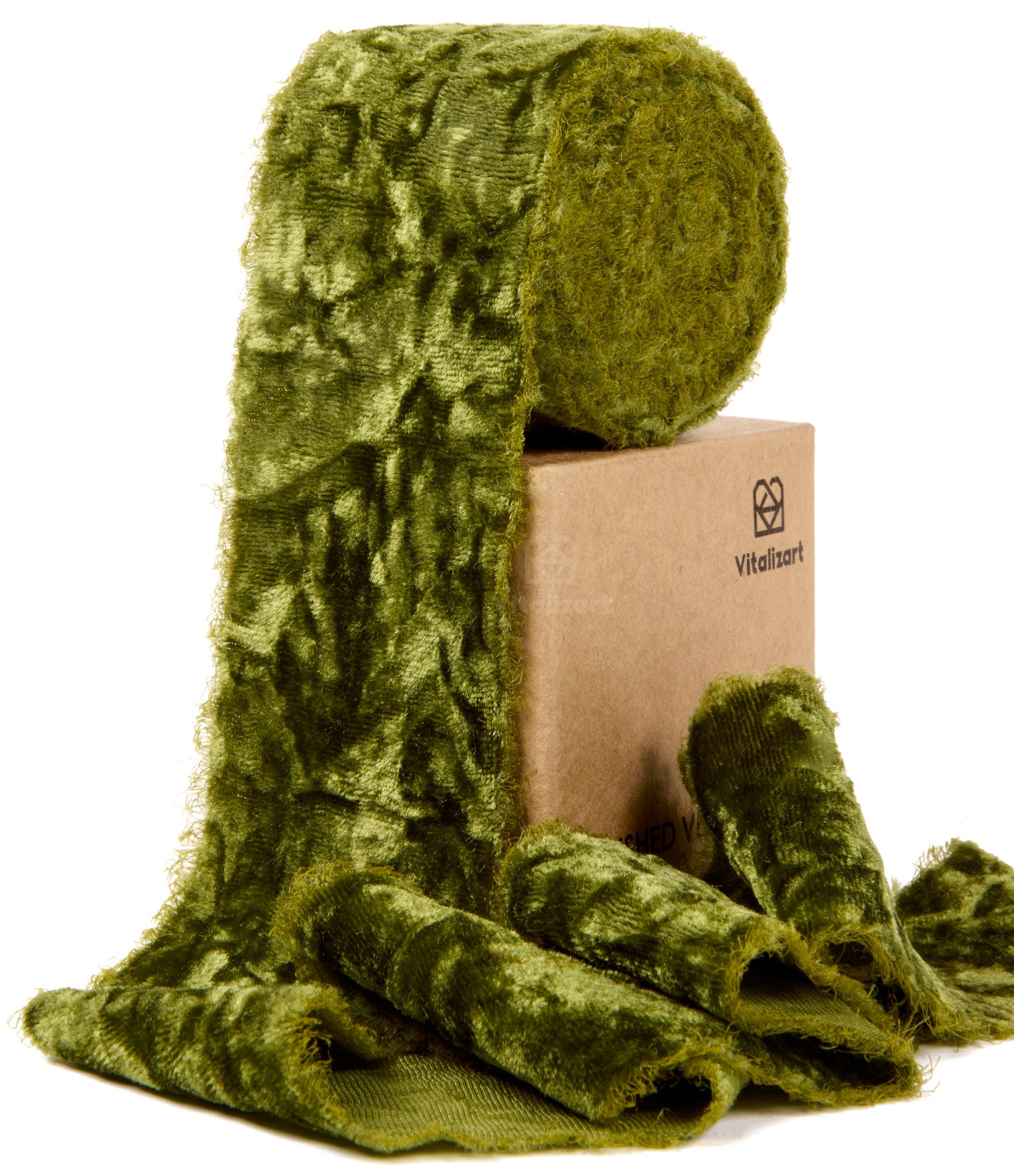 Velvet Ribbon for Christmas Frayed Edges Glossy 2" X 3 YD (Dusty Green) - Vitalizart