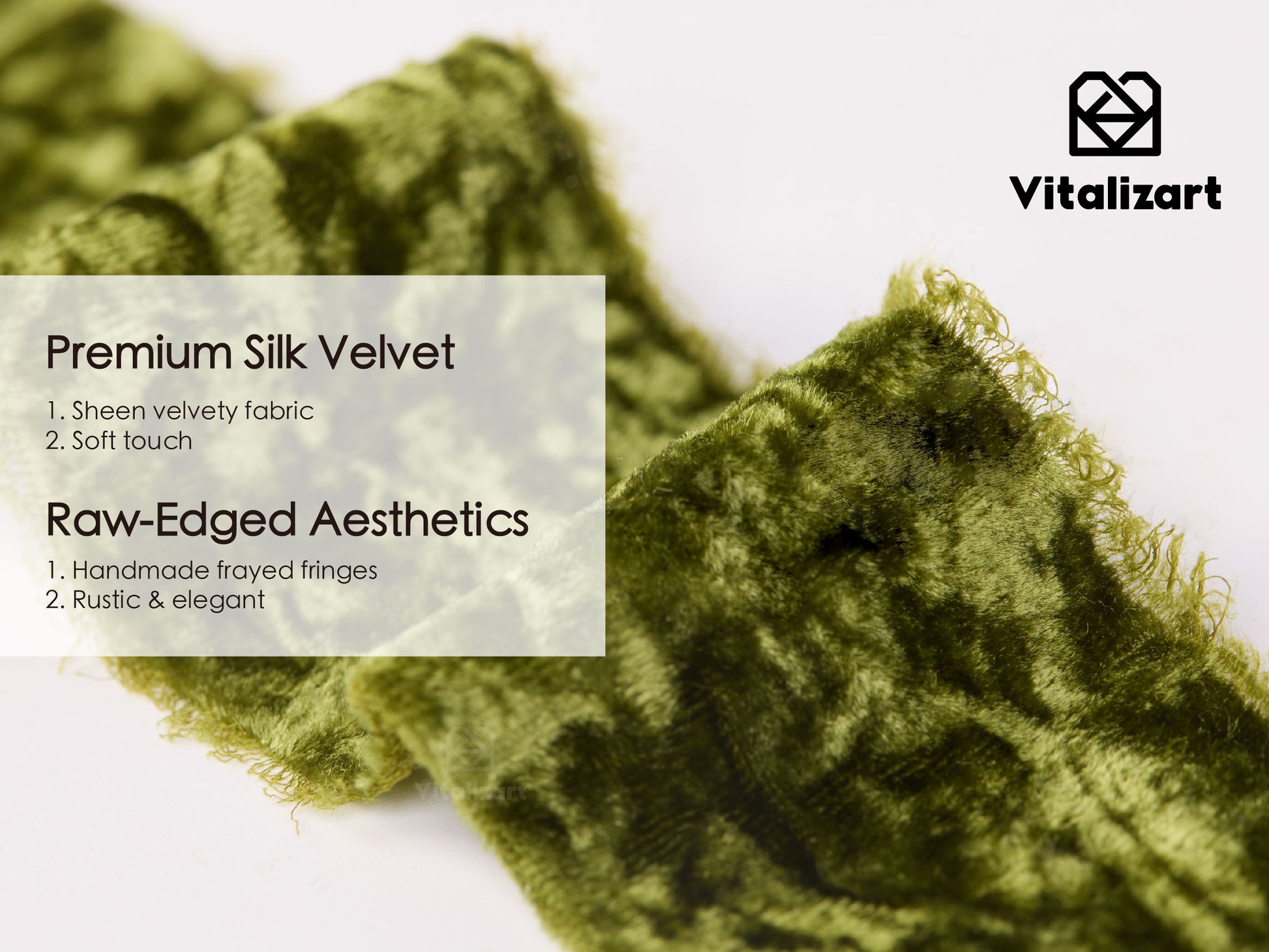 Velvet Ribbon for Christmas Frayed Edges Glossy 2" X 3 YD (Dusty Green) - Vitalizart