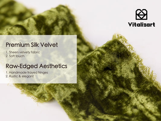 Velvet Ribbon for Christmas Frayed Edges Glossy 2" X 3 YD (Dusty Green)
