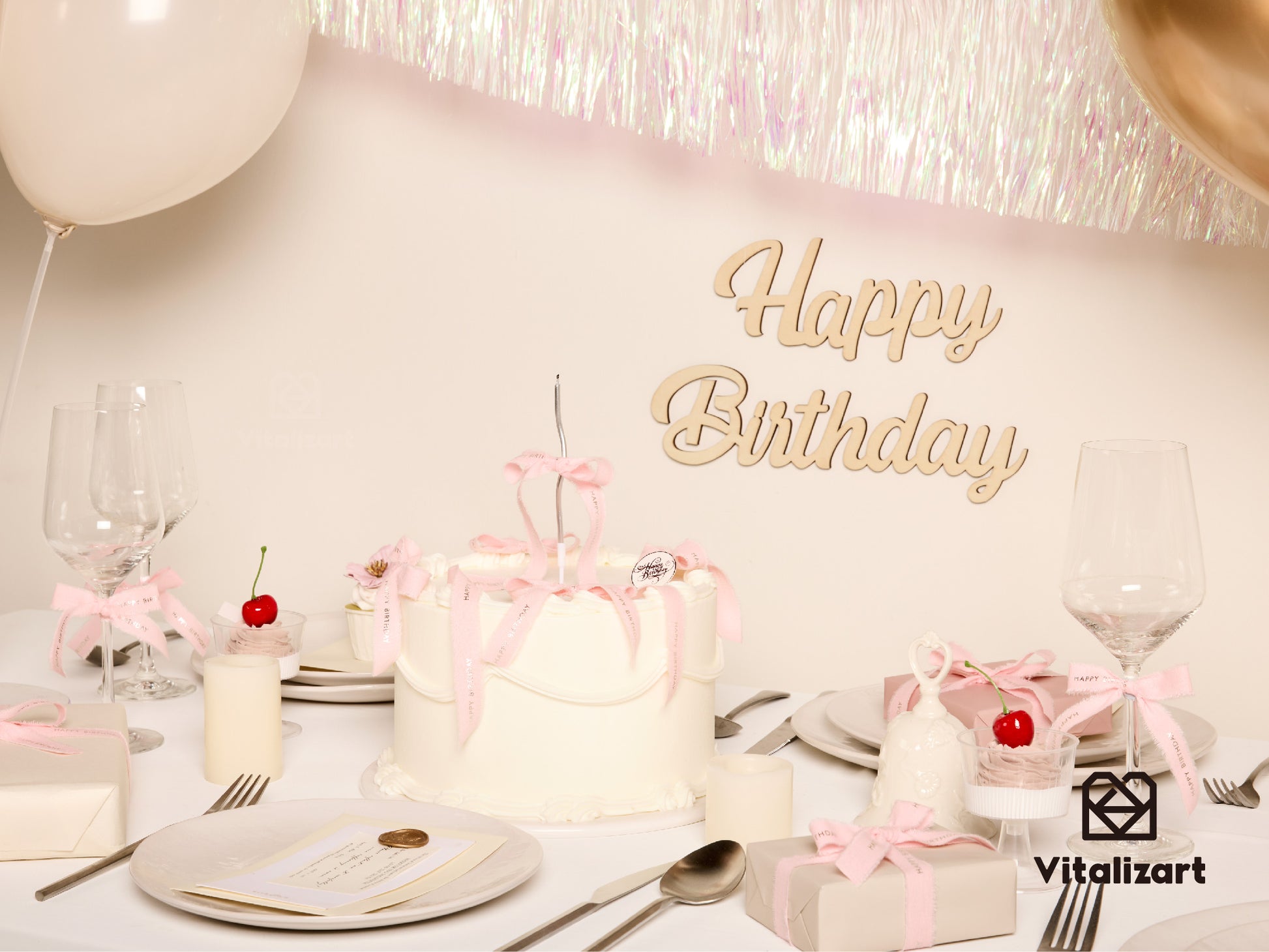 Custom Cotton Ribbon 5/8" x 15 Yd (HAPPY BIRTHDAY) - Vitalizart