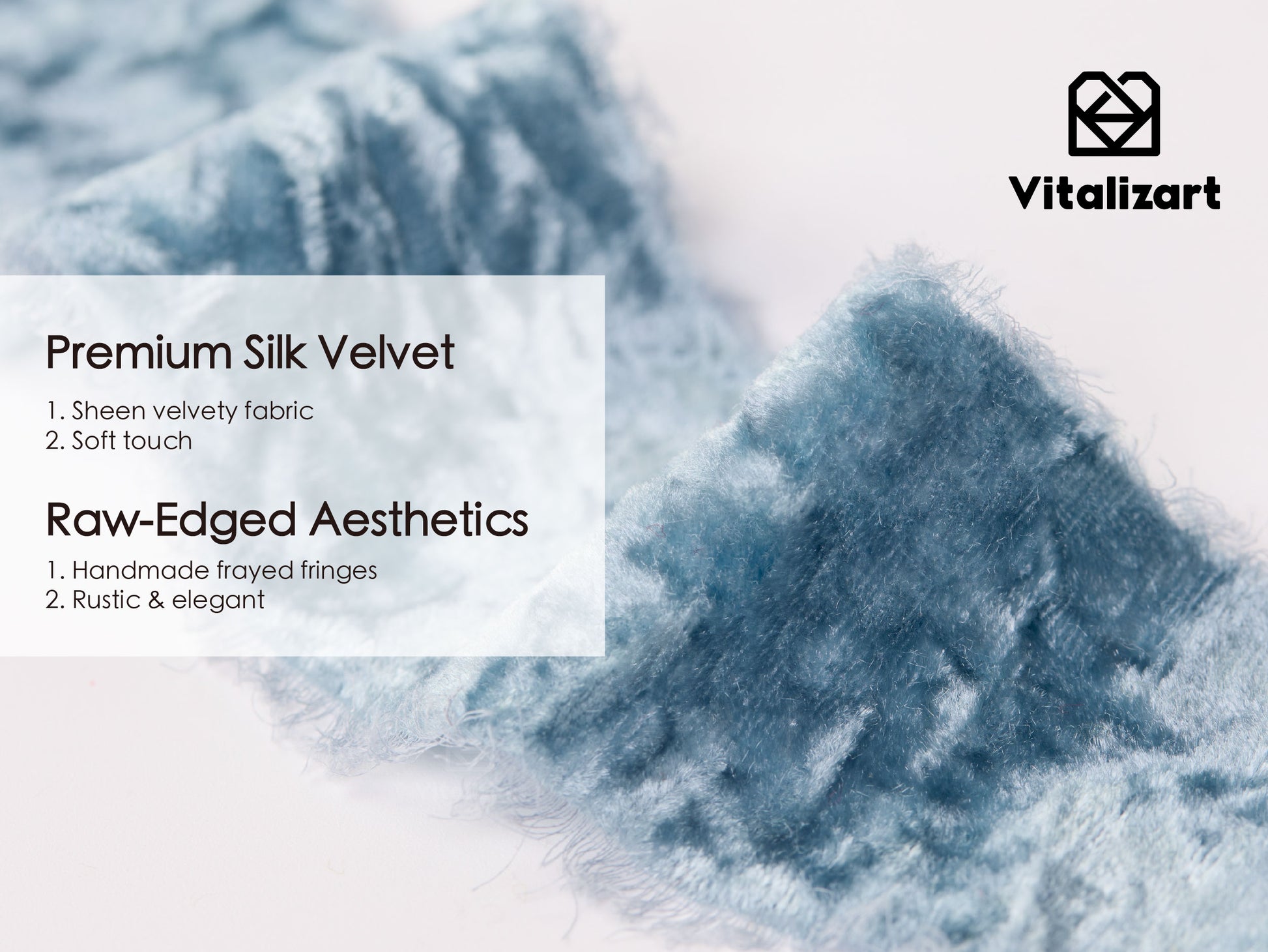 Velvet Ribbon for Christmas Frayed Edges Glossy 2" X 3 YD (Dusty Blue) - Vitalizart