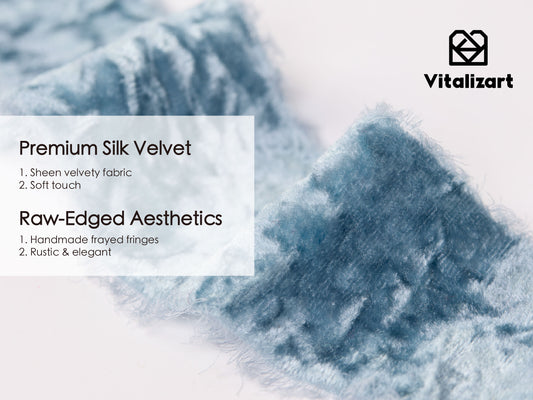 Velvet Ribbon for Christmas Frayed Edges Glossy 2" X 3 YD (Dusty Blue)