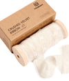 Velvet Ribbon for Christmas Frayed Edges Glossy 1" X 5 YD (White) - Vitalizart