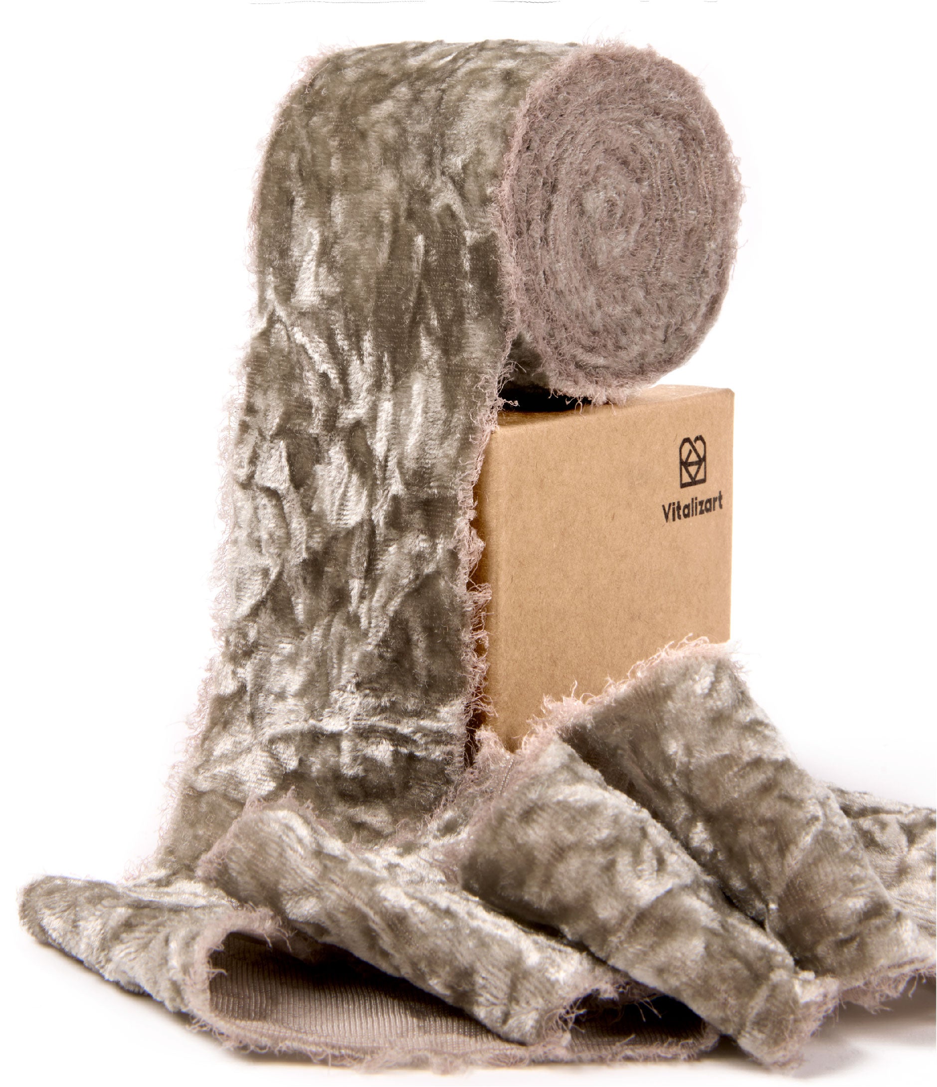 Velvet Ribbon for Christmas Frayed Edges Glossy 2" X 3 YD (Brown) - Vitalizart
