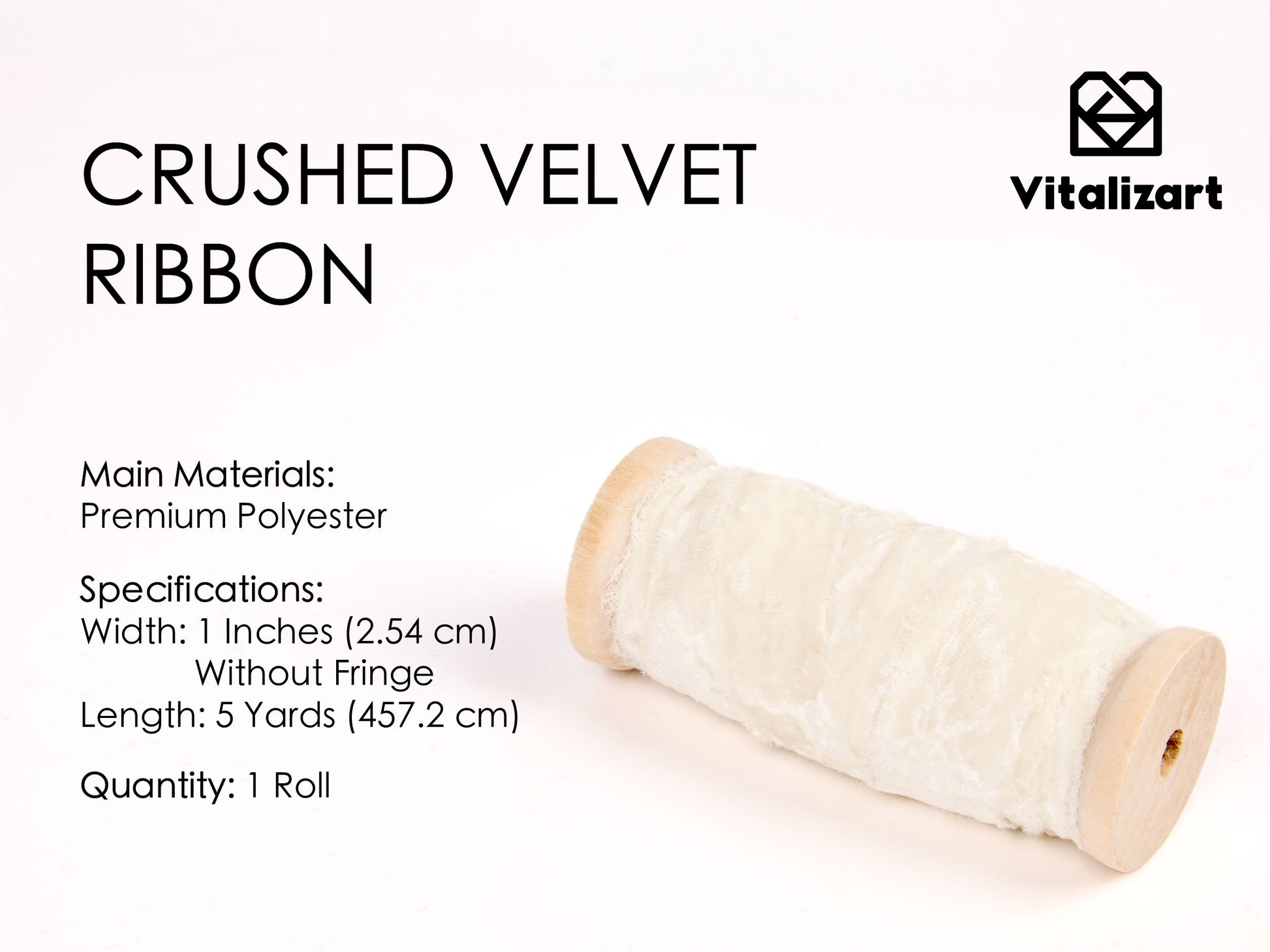 Velvet Ribbon for Christmas Frayed Edges Glossy 1" X 5 YD (White) - Vitalizart