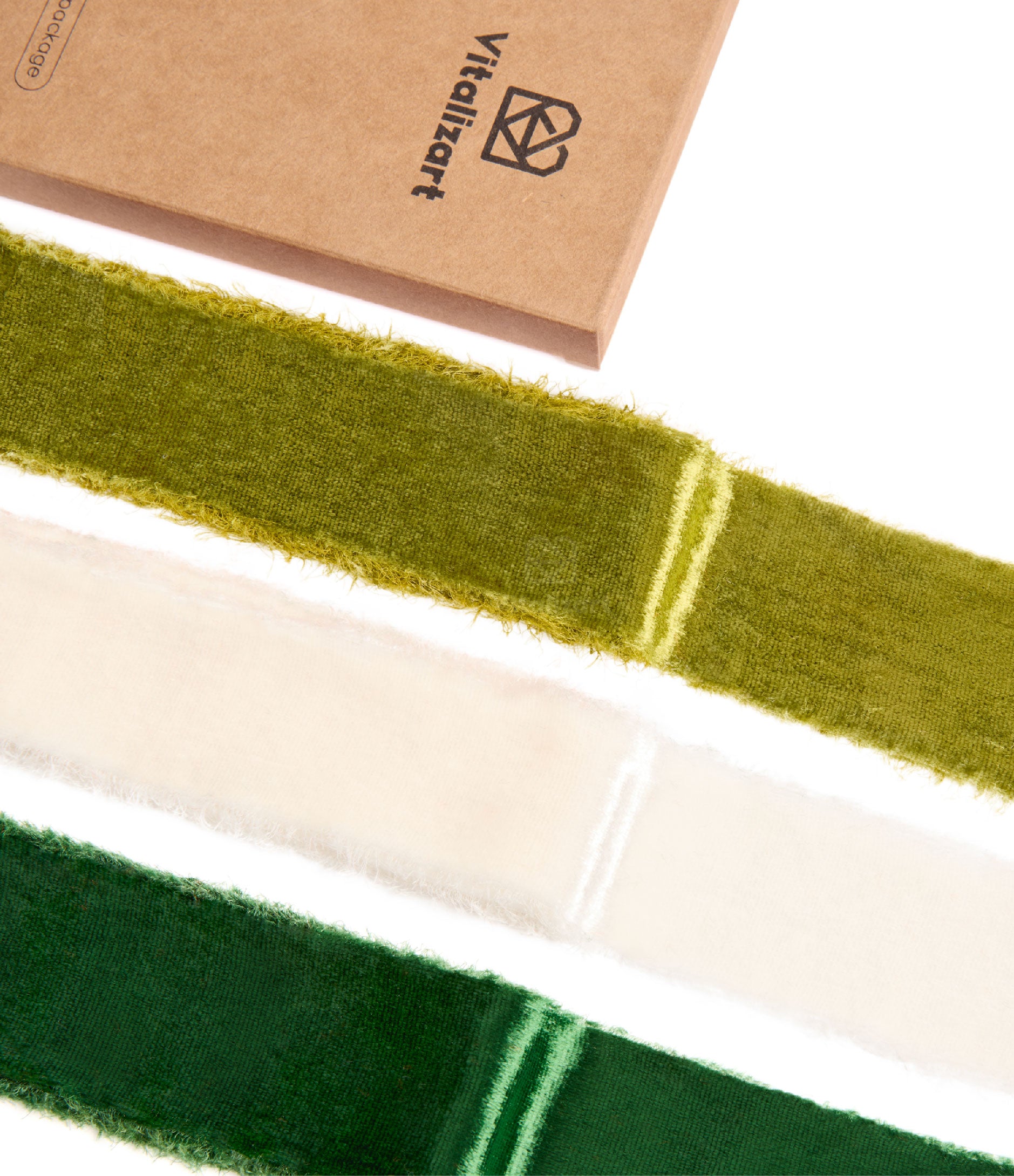 Frayed Edges Glossy Velvet Ribbon For Christmas 1.5"x 4.5YD (Green & White) - Vitalizart