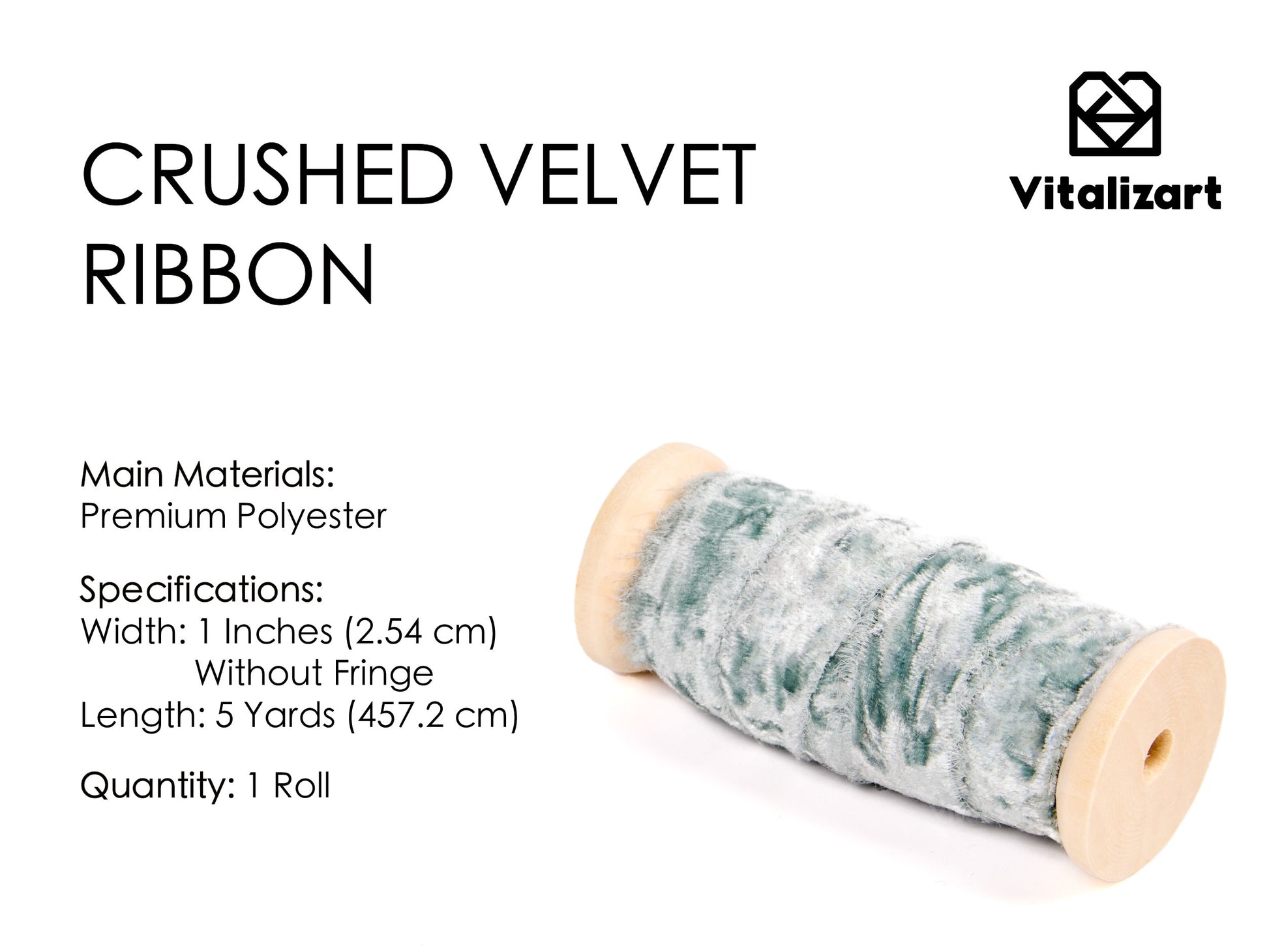 Velvet Ribbon for Christmas Frayed Edges Glossy 1" X 5 YD (Dusty Green) - Vitalizart