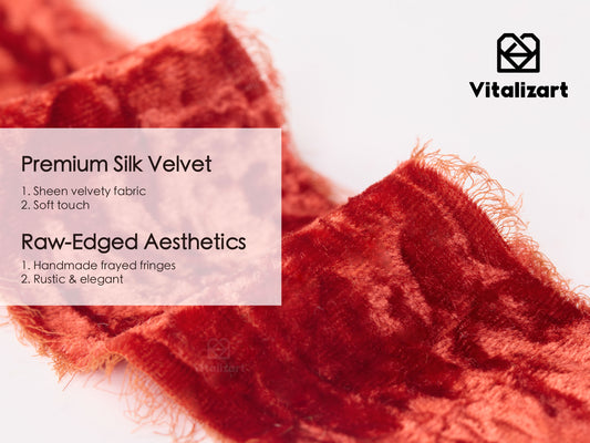 Velvet Ribbon for Christmas Frayed Edges Glossy 2" X 3 YD (Rust Red)