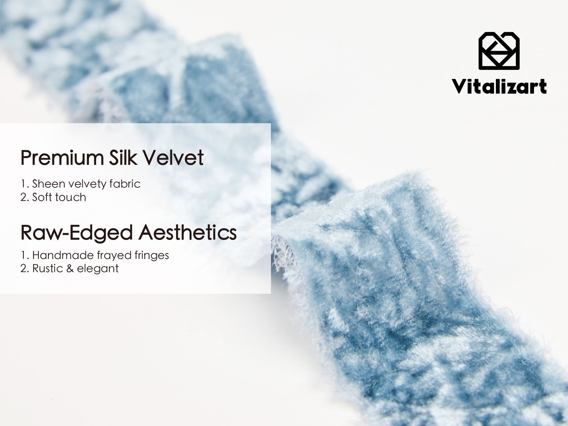 Velvet Ribbon for Christmas Frayed Edges Glossy 1" X 5 YD (Dusty Blue) - Vitalizart