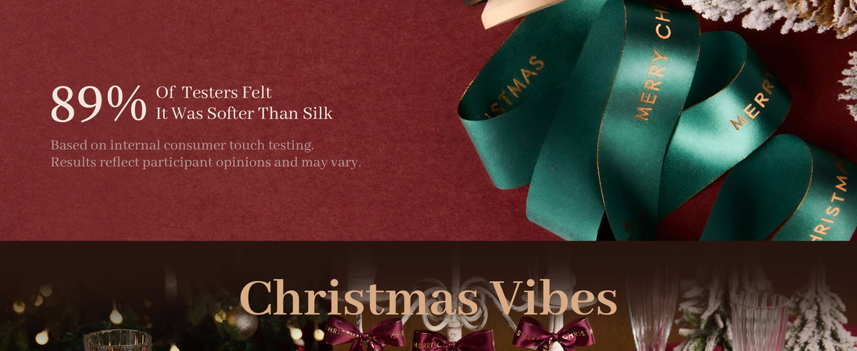 Printed gold foil satin ribbon used for gift wrapping and holiday decor