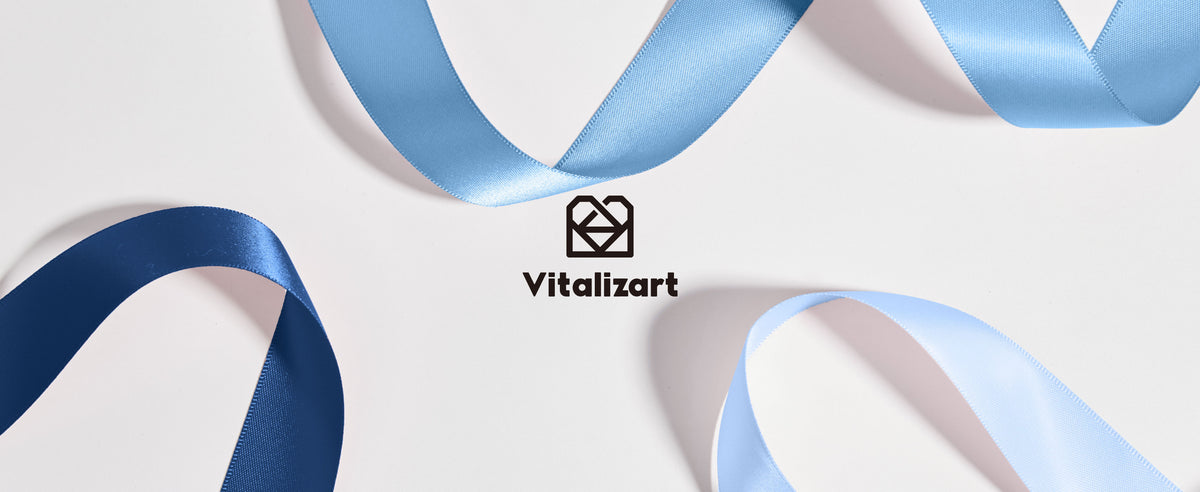Navy and dusty blue double face satin ribbon set in a storage box