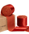 Frayed Edges Glossy Velvet Ribbon For Christmas 1.5"x 5YD (Rust Red) - Vitalizart