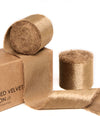 Frayed Edges Glossy Velvet Ribbon For Christmas 1.5"x 5YD (Khaki) - Vitalizart