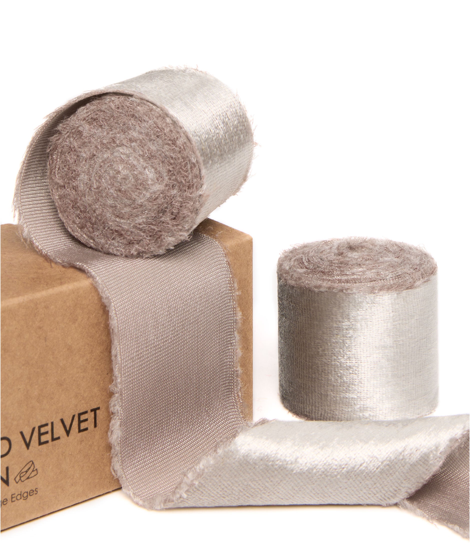 Frayed Edges Glossy Velvet Ribbon For Christmas 1.5"x 5YD (Brown) - Vitalizart
