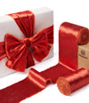 Frayed Edges Glossy Velvet Ribbon For Christmas 2.5"x 5YD (Rust Red) - Vitalizart
