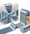 Frayed Edges Glossy Velvet Ribbon For Christmas 2.5"x 5YD (Dusty Blue) - Vitalizart